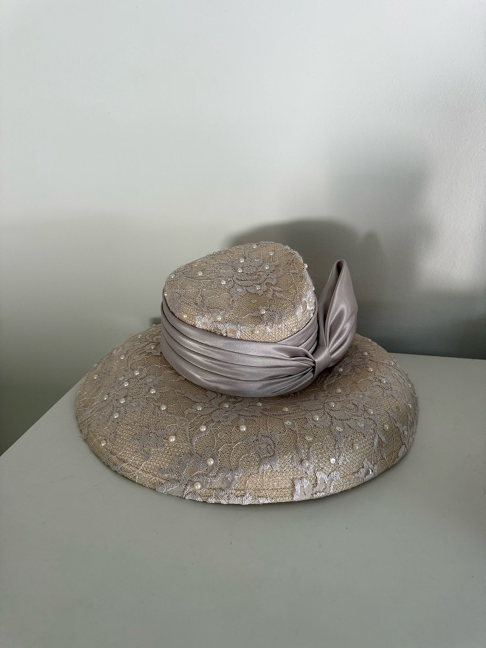 Vintage Pearl-Embellished Dress Hat